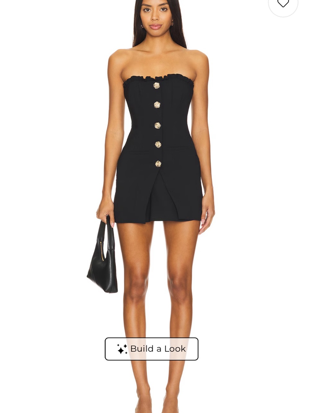 Majorelle Black Mini Dress with Gold Buttons